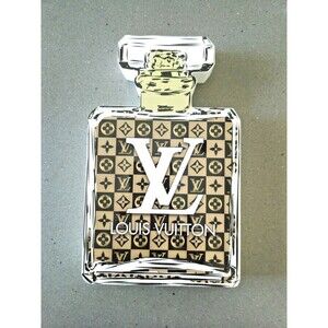 Designer Inspired Wooden Perfume Bottle Tabletop Decor Block Art